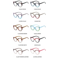 Nouvelles lunettes anti-lumière bleue œil de chat pour femmes, monture colorée, protection oculaire, monture de lunettes pour ordinateur