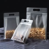 Sac d'emballage alimentaire à fermeture éclair en plastique transparent et étanche à l'humidité avec fond plat et carré avec poignée Fournisseur d'usine