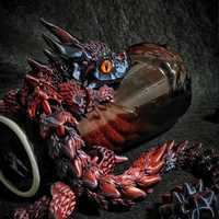 Dragon à double corne imprimé en 3D, best-seller, dragon à grandes cornes, dragon écaillé, créations animales exquises, échelle 1/12