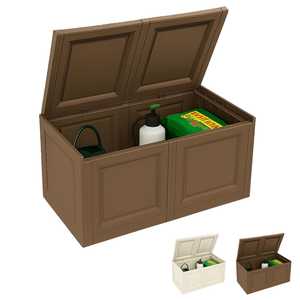 Coffre de rangement en plastique 86x40x42 cm effet bois pour intérieur et extérieur - Product Image 6