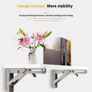 Support d'étagère triangulaire réglable en acier inoxydable 201 de 3 mm d'épaisseur, finition polie, pour fixation murale - Product Image 5