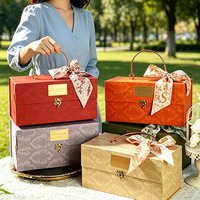 Boîtes Cadeaux de Luxe en Carton Rigide Gaufré Vert, Rouge et Orange, en Matériaux Recyclés avec Doublure en Éponge, Vente en Gros
