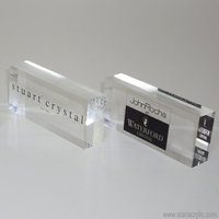 Logo acrylique transparent personnalisé bloc nom Cube plaque signalétique acrylique bloc signe bloc affichage marque QR Code signe décor de bureau