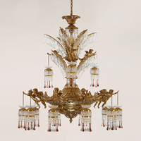 Lustre suspendu classique européen en cristal LED doré, style Cupidon, pour église, installation facile