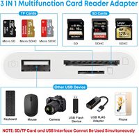 Lector de tarjetas USB 2,0 3 en 1 SD/TF/ Compact Flash Adaptador de tarjeta de memoria inteligente Tipo C Lector de tarjetas SD OTG