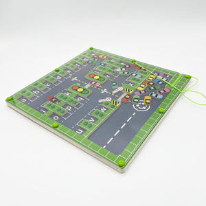 モンテッソーリファインモータースキルおもちゃ教育玩具木製学習レターパズルボード磁気アルファベット迷路ボード - Product Image 1