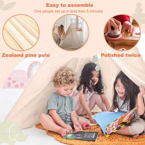 Tente d'intérieur en toile de coton naturel <span class=keywords><strong>pour</strong></span> enfants, tentes pliables, <span class=keywords><strong>tipi</strong></span> <span class=keywords><strong>pour</strong></span> enfants - Product Image 4