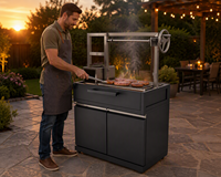 Barbecue au charbon de bois de style argentin Santa Maria Premium, cuisson DIY, en briques intégrées avec hauteur réglable, revêtement en poudre