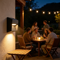 Applique murale LED moderne carrée noire étanche pour extérieur, lumière chaude pour escalier, jardin, patio, allée