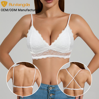Soutien-gorge sans armatures en nylon à dos croisé, bretelles réglables, confortable, sans coutures, grande taille, avec bretelles spaghetti, style camisole, en dentelle pour femme, OEM