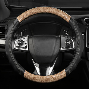 Nueva Funda Universal para Volante de Coche de Fibra de Carbono y Cuero Empalmado, con Acabado en Madera de Melocotón, Deportiva y de Lujo, en PU, para las Cuatro Estaciones - Product Image 5