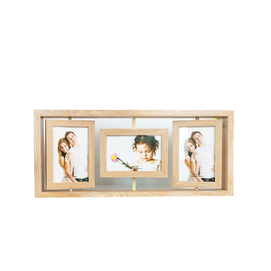 Mengkai Popular Collage Photo <strong>Frame</strong> <strong>3</strong>-4*6 Inch Double-Sided Display Rotatable Wooden Photo <strong>Frame</strong> - Product Image 1