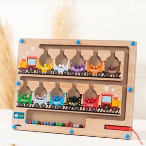 Activités éducatives pour garçons et filles, cadeau de Noël et d'anniversaire, jeu de plateau pour tout-petits, labyrinthe de couleurs et de nombres, puzzles en bois avec billes magnétiques - Product Image 2