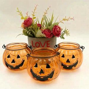 Đế nến tealight hình bí ngô màu nâu có tay cầm, có thể tái sử dụng, trang trí nhà cửa Halloween - Product Image 2