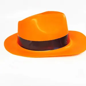 Promoción Sombreros de fiesta Color neón Estilo de plástico Fedora Mardi Gras Música Fiesta Sombreros Suministros Favores Fiesta de neón Fluores - Product Image 3