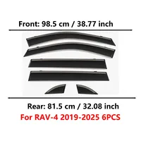 Pour Toyota Rav-4 2019-2025, 6 visières de fenêtre teintées fumée en PC avec garniture chromée, déflecteurs de pluie sans perçage, accessoires de voiture