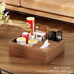 Wooden Storage Box Rectangular With Partitions For Living Room Coffee Table Snack Remote <b>Control</b> Organizer - Product Image 4