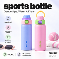 Bouteille d'eau sport isotherme en acier inoxydable 316 de 600 ml avec couvercle à ouverture rapide, anti-fuite, anneau de transport, pour extérieur, gym, voyage