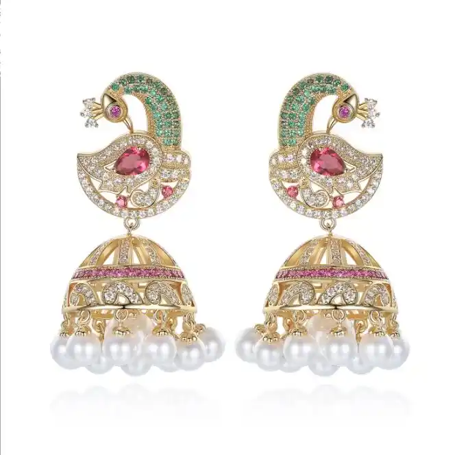 Heavy Jhumka Earrings/indian Jewellery/cz Earrings/temple Earrings/girls  Earrings/earrings for Women/jhumka Earrings/oxidized Earrings - Etsy