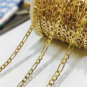 Chaîne <span class=keywords><strong>de</strong></span> grains <span class=keywords><strong>de</strong></span> <span class=keywords><strong>café</strong></span> <span class=keywords><strong>en</strong></span> laiton plaqué <span class=keywords><strong>or</strong></span> 18k, 1 mètre BCL1213, brillant, chaîne plate, figaro, bijoux - Product Image 3