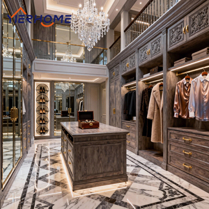 YIERHOME - Vestidor de Lujo Directo de Fábrica con 12 Años de Experiencia |   <span class=keywords><strong>Armario</strong></span> de Madera de Roble Macizo con Patrones Tallados a Mano, Diseño Personalizado para Villa - Product Image 1