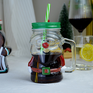 Christmas <strong>Mason</strong> <strong>Jar</strong> with Metal Lid and <strong>Plastic</strong> Straw - Product Image 2