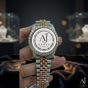 Montre mécanique bicolore sertie de diamants, bracelet en acier inoxydable de 20 mm, cadran analogique, affichage de la date, montre-bracelet de luxe pour femme - Product Image 1