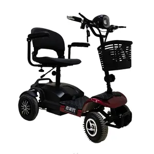 Patinete de 4 ruedas para personas mayores, scooter con movilidad limitada, con asiento plegable giratorio