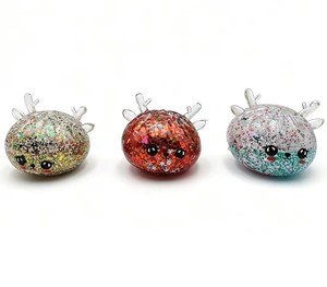 Juguetes Blandos de Cristal Kawaii con Forma de Alce Navideño, con Purpurina, para Aliviar el Estrés, Logotipo Personalizable, PU, Baozi al Vapor, Caja Sorpresa - Product Image 1
