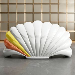 CR015 Comptoir de réception moderne incurvé en FRP pour hall d'hôtel, spa, salon, clinique, bureau, restaurant, bar avec design ondulé organique - Product Image 5