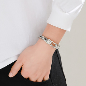 <b>Titanium</b> Steel Double Row <b>Chain</b> Bracelet Magnetic Clasp Unisex Fashion Jewelry Gift - Product Image 2