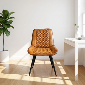 Silla Moderna de Estilo Industrial Indio, Fabricada a Mano con Hierro y Cuero Genuino de Cabra, Ecológica y Duradera, para Restaurantes y Hoteles - Product Image 4