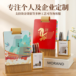 Creative Wooden Desk <b>Calendar</b> With Pen Holder Customizable Logo Stand For Office Or Home Use - Product Image 5