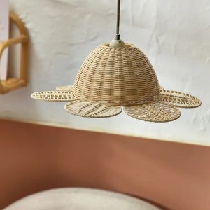 Attractive Rattan Flower Shaped <b>Lampshade</b> Natural Rattan <b>Hanging</b> Chandelier Frame - Product Image 2