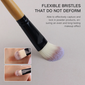 Pinceau double embout pour fond de teint et fard à paupières, poils en nylon doux, manche en bois massif, pinceau de maquillage pour le visage et les yeux, respectueux de la peau, OEM - Product Image 4