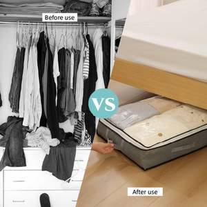 Large Capacity Non-Woven Fabric Underbed Storage Bags <b>Foldable</b> Clothes Comforters Blankets Under <b>Bed</b> Bag with Reinforced Handles - Product Image 6