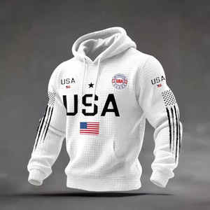 Sudadera con Capucha para Hombre, 100% Algodón Tejido, Transpirable, Diseño con Estampado de EE. UU., con Bolsillo, 2025 - Product Image 3