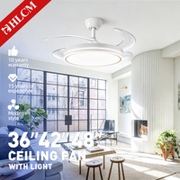 Ventilateur de Plafond Rétractable Moderne et Simple avec Lumière LED pour Salon et Chambre
