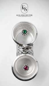 Premium Silver Decorative Storage <b>Container</b> Set with Lids Traditional Indian Silverware for Home Decor Gifting and Pooja Use - Product Image 2