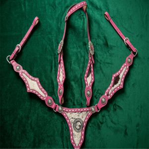 Ensemble de têtière et de peitorale pour cheval en cuir véritable de qualité supérieure, durable, avec boucle réglable et tailles personnalisées pour l'équitation western - Product Image 4