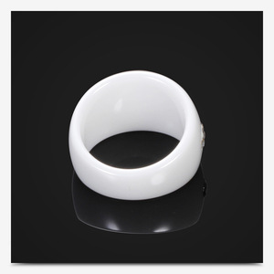 14MM Wide <b>Ceramic</b> <b>Ring</b> With Single Row Crystals | Black & White Polished | Hypoallergenic, Simple & Elegant Design" - Product Image 6