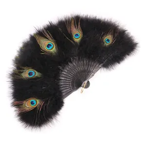 FK Bán Buôn Khiêu Vũ Biểu Diễn Người Hâm Mộ Và Đám Cưới Cô Dâu Burlesque Trắng Marabou Peacock Feather Người Hâm Mộ