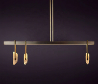 Luminaire suspendu linéaire moderne de style nordique, luminaire suspendu simple, salon, salle à manger, couleur bronze, luminaire suspendu à 3 têtes