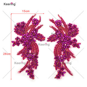 Precio al por mayor 3D Flor <span class=keywords><strong>de</strong></span> diamantes <span class=keywords><strong>de</strong></span> imitación cristal corpiño apliques faja hombro vestido parches para cumpleaños vestido <span class=keywords><strong>de</strong></span> graduación WDP-296 Keering - Product Image 2