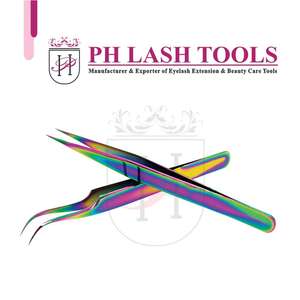 Extensiones de pestañas de acero inoxidable, pinzas de Color arcoíris, Etiqueta Privada, resistentes, par de pinzas - Product Image 5