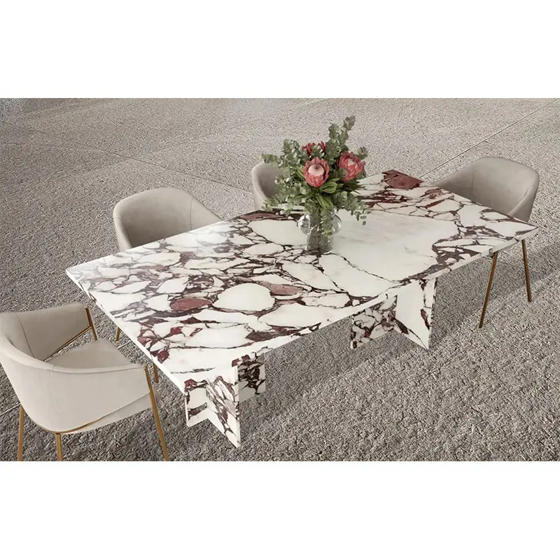 HZX Mobilier mexicain personnalisé Table de salle à manger ronde en marbre Antica calacatta violet naturel pour alto