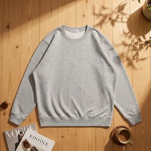 Sweat-shirt en coton mélangé lourd 300g pour homme, col rond, coupe classique, couleur unie, logo personnalisé OEM - Product Image 1