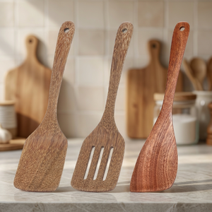 Premium Acacia <b>Wooden</b> Spatula Set 3-Piece Heat Resistant Kitchen Utensil Slotted Turner Non-Stick Cookware Custom Logo - Product Image 3