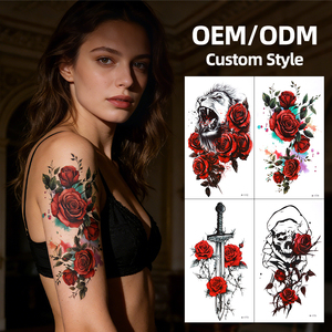 Pegatina de <span class=keywords><strong>Tatuaje</strong></span> Temporal Personalizada a Prueba de Agua con Diseños de Animales y Flores para Cuerpo, <span class=keywords><strong>Pierna</strong></span>, Medio Brazo, Diseño de Tigre - Product Image 3
