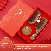 Coffret Cadeau Peigne en Bois de Santal – Boîte Luxe Motif Dragon et Phénix Style Chinois pour Mariages, Cadeaux d'Affaires, Mamans, Enseignants